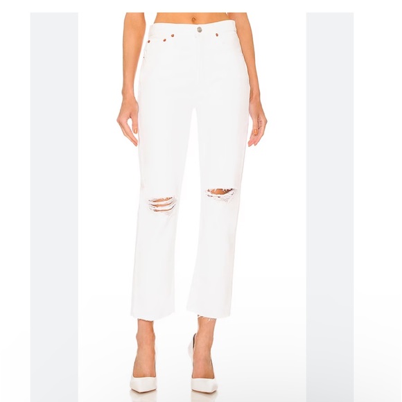 Re/Done 70s Stove Pipe Jeans Destroyed in White, Size 31 NWT $285 - Picture 2 of 10